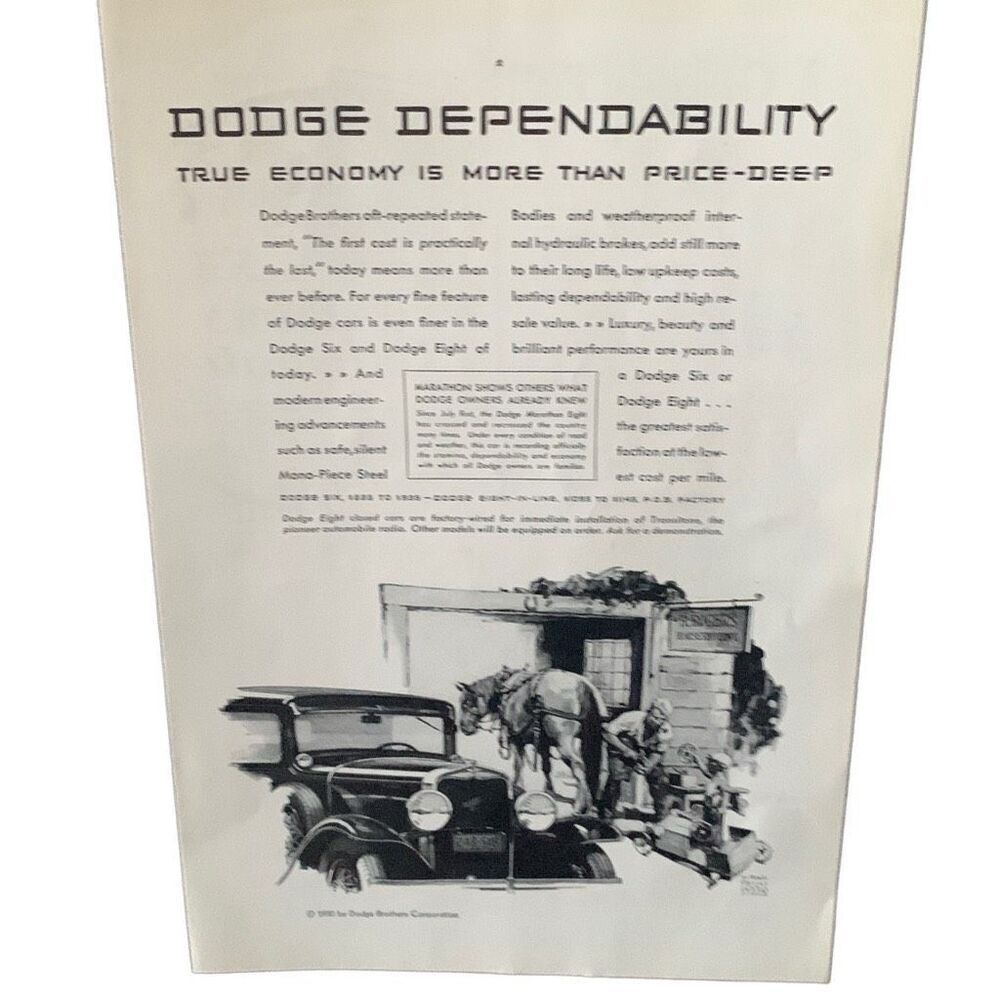 Vintage 1930 Dodge Dependability True Economy Ad Advertisement